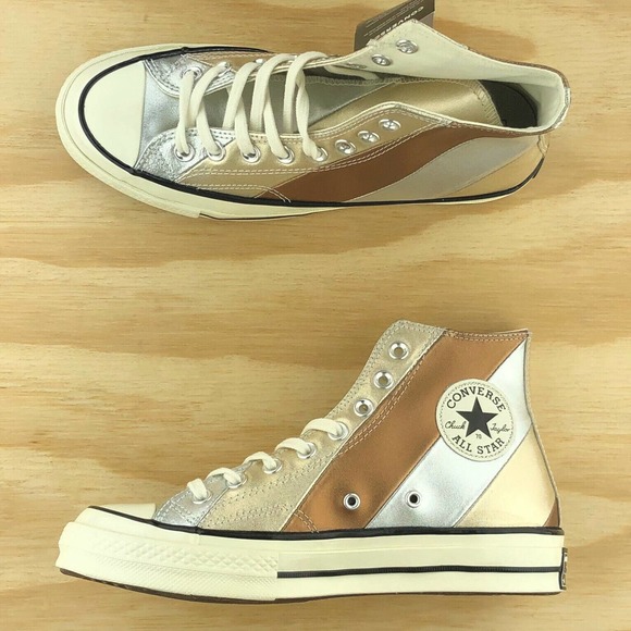 Converse Chuck Taylor 70 Hi Metallic Leather Shoes - Picture 2 of 9